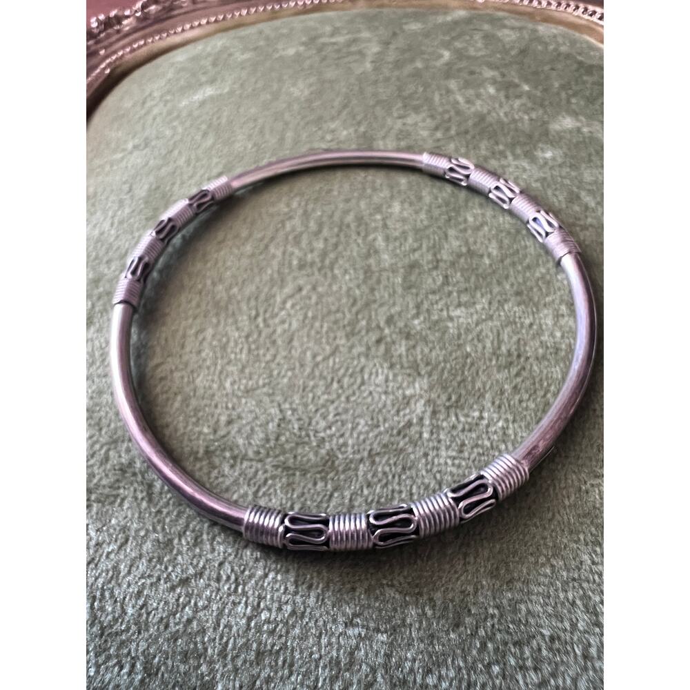 925 Sterling Silver Bangle Bali Style 2.5” Bracelet